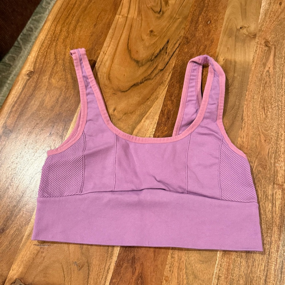 Free People Movement Pink Purple Square Neck Sports Bra Size L